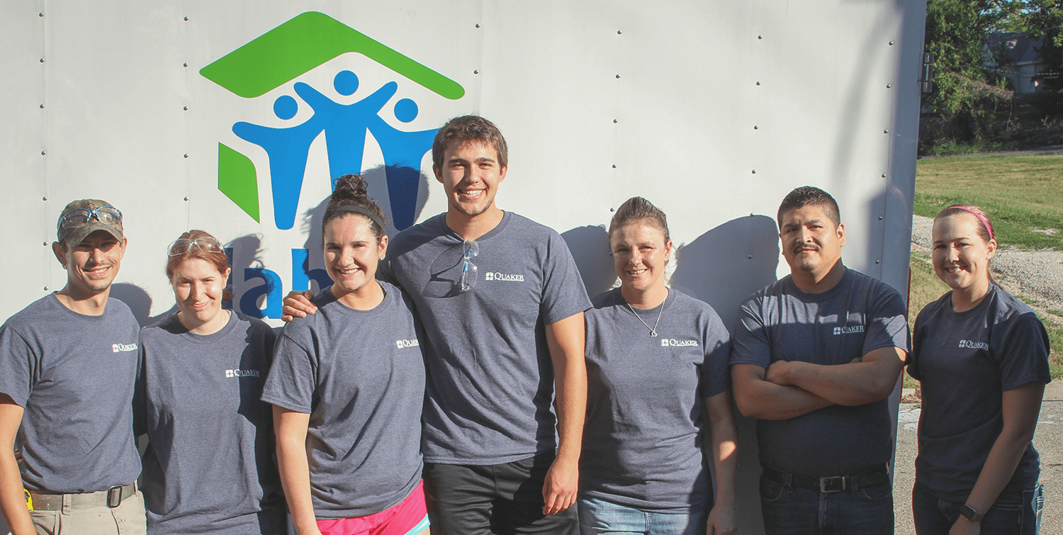 Quaker employees volunteering with Habitat for Humanity